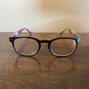 Foster Grant Multicolor Floral Pattern Round Eyelgass Frames Only 50-20-141 mm